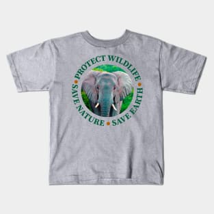 Wildlife Conservation Earth Day Elephants Kids T-Shirt